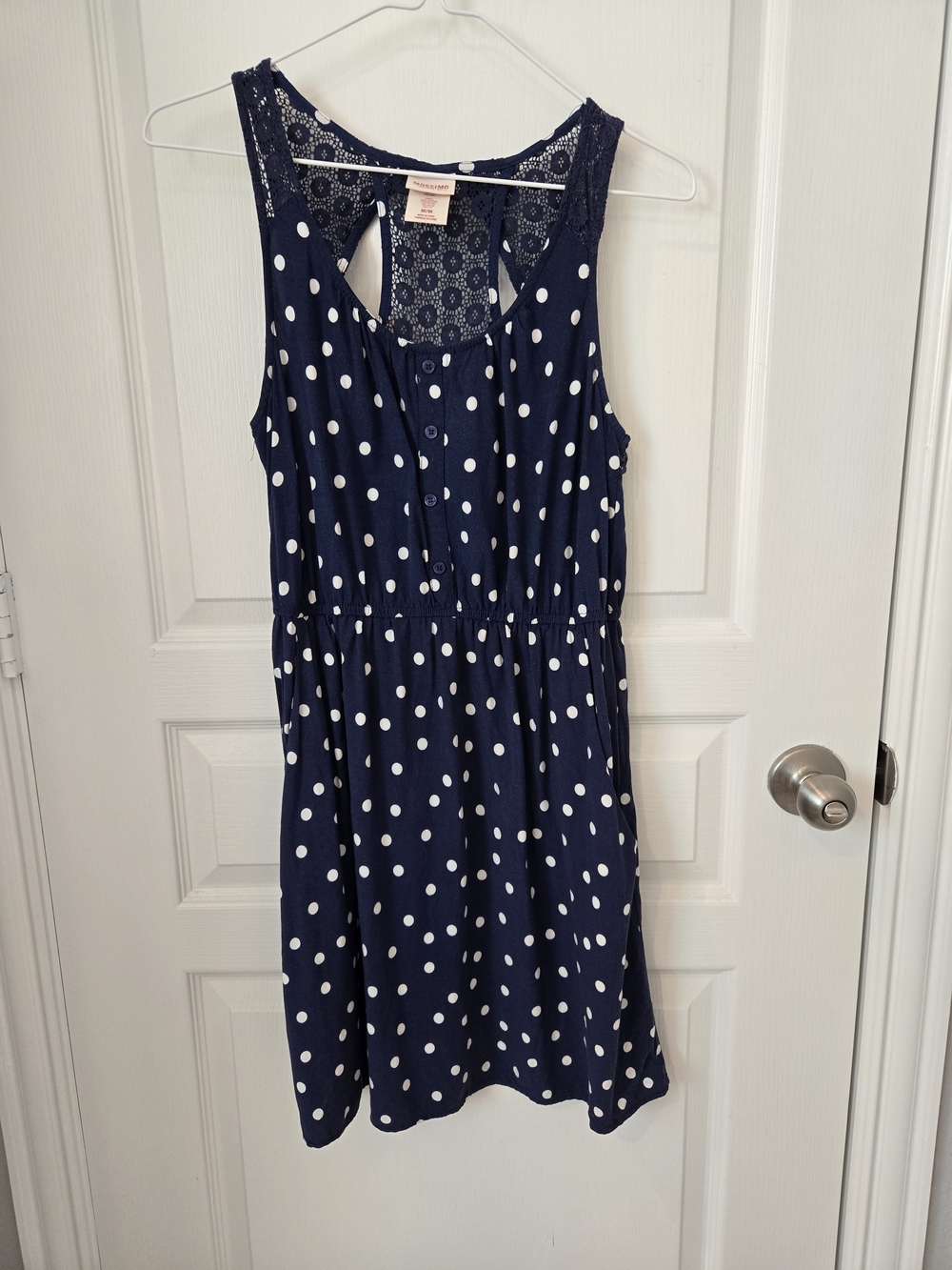 Mossimo Supply Co. Navy and White Polka Dot Sleeveless Dress with Lace Back